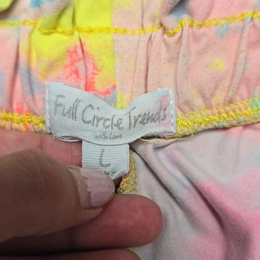 full circle trends high waist tie dye lounge shorts with pockets women's L